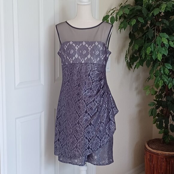 Scarlett Dresses & Skirts - FINAL SALE: SCARLETT Gray Shimmery Floral Lace Sleeveless Dress Size 14